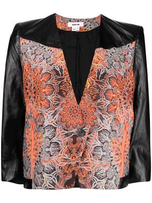 Helmut Lang Pre-Owned 2010s panelled V-neck leather jacket - Black