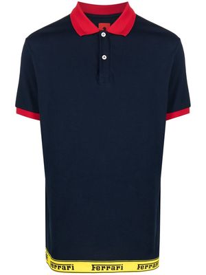 Ferrari logo-print cotton polo shirt - Blue