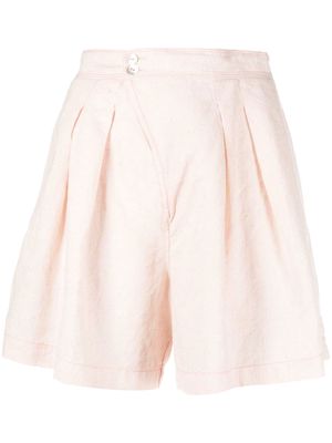 Forte Forte pleated-detail cotton shorts - Pink