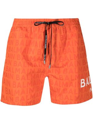 Balmain logo-print swim shorts - Orange