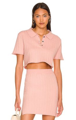 Callahan Daisy Polo Cropped Tee in Pink