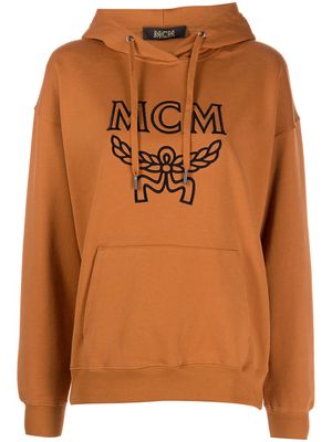 MCM embroidered logo classic hoodie - Orange