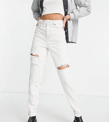 Topshop Tall ripped Mom jeans in super bleach wash-Blues