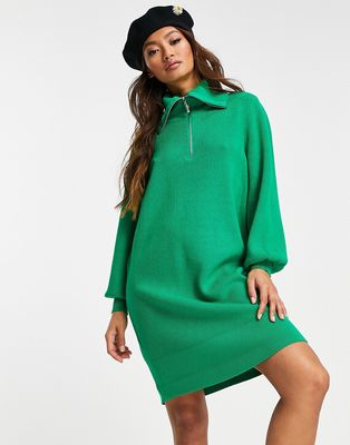 Y.A.S knitted roll neck dress in green