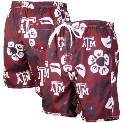 Men's Wes & Willy Maroon Texas A & M Aggies Floral Volley Logo Swim Trunks