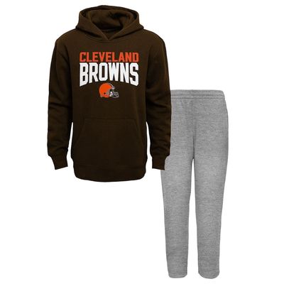 Outerstuff Youth Brown/Heathered Gray Cleveland Browns Fan Flare Pullover Hoodie & Pants Set