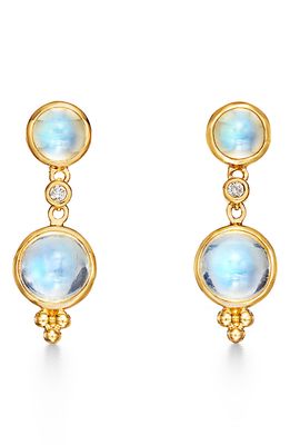 Temple St. Clair Angel Moonstone & Diamond Double Drop Earrings in D0.066 Gvs1 Bm 18Kyg