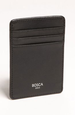 Bosca Leather Money Clip Card Case in Black Nappa Vitello