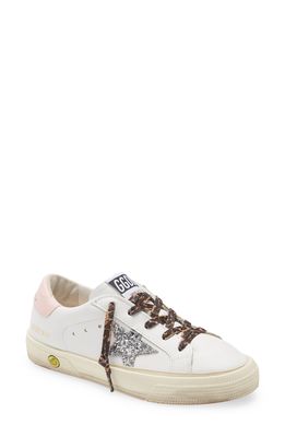 Golden Goose May Low Top Sneaker in White/Silver/Rose Quartz