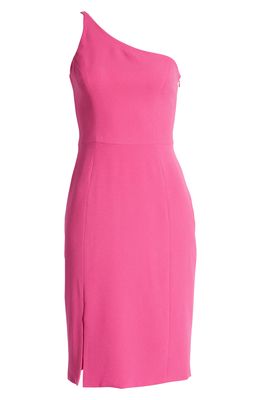 Dress the Population Alexandra One-Shoulder Cocktail Dress in Bright Fuchsia