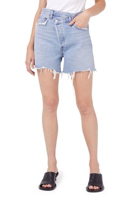 AGOLDE Crisscross Super High Waist Organic Cotton Denim Shorts in Symbol