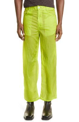 Eckhaus Latta Unisex Echo Textured Semisheer Pants in Chartreuse