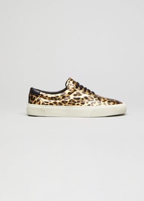 Men's Venice Cheetah-Print Low-Top Leather Sneakers