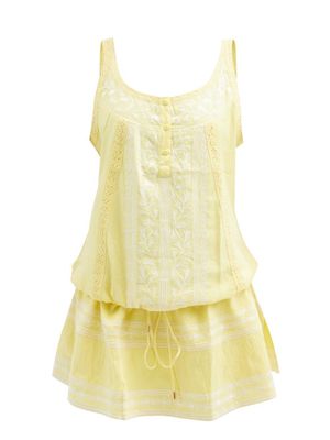 Melissa Odabash - Jazz Crochet-lace Embroidered Voile Dress - Womens - Yellow White