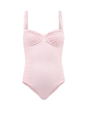 Isa Boulder - Fullweave Woven Underwired Swimsuit - Womens - Light Pink
