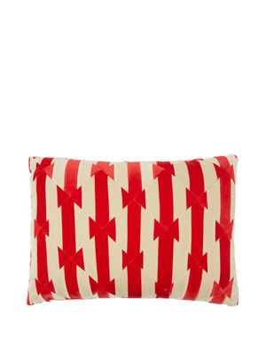 Christina Lundsteen - Augusta Geometric Cotton-velvet Cushion - Womens - Red White