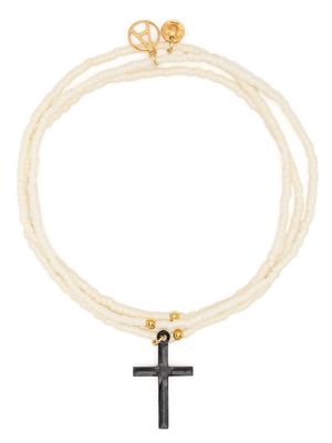 UNDERCOVER beaded logo-charm bracelet - White