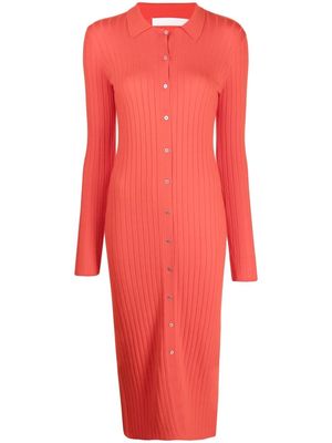 Dion Lee ribbed-knit button-up dress - Red