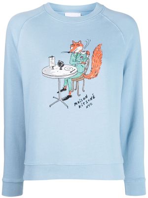 Maison Kitsuné old coffee fox sweatshirt - Blue