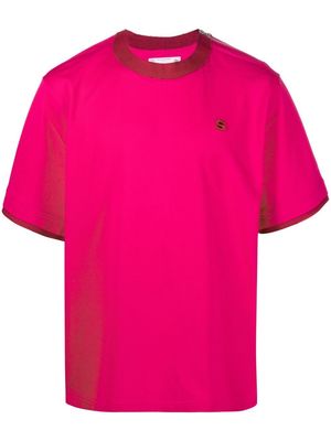 sacai embroidered-logo zipped T-Shirt - Pink
