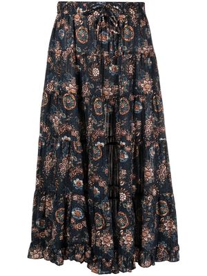 Ulla Johnson Verity floral-pattern midi skirt - Blue