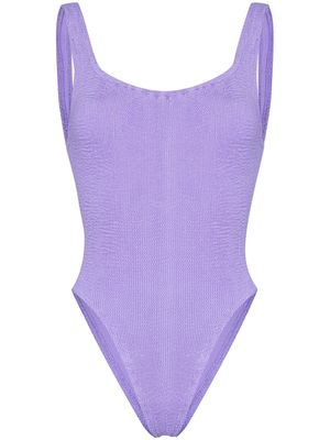 Hunza G square neck crinkle swimsuit - Purple