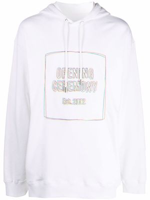 Opening Ceremony embroidered box logo drawstring hoodie - White