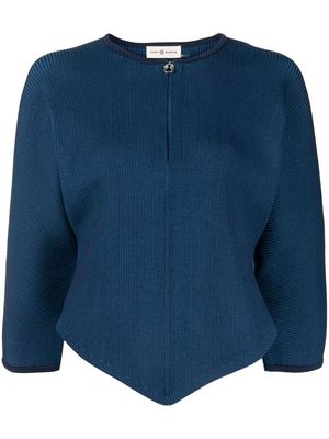 Tory Burch zip-front short-sleeved cardigan - Blue