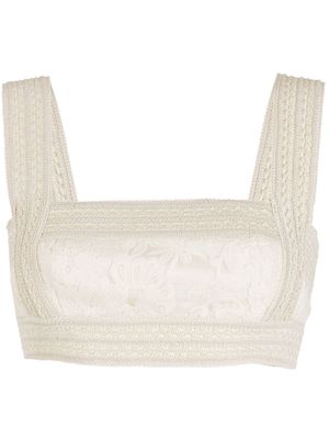 Martha Medeiros Beatriz embroidered crop top - Neutrals