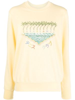 Casablanca logo-embroidered organic cotton sweatshirt - Yellow