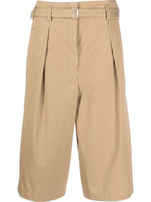 Lemaire pleat-detail belted knee-length shorts - Neutrals
