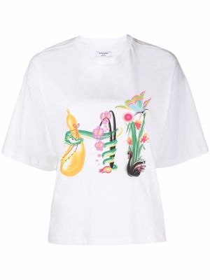 Opening Ceremony floral-print cropped T-shirt - White