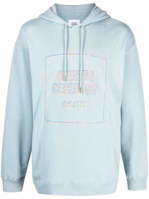 Opening Ceremony box logo-embroidered hoodie - Blue