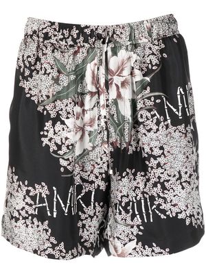 AMIRI silk floral-print shorts - Black