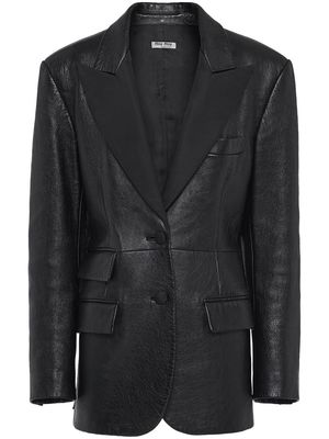 Miu Miu nappa leather single-breasted blazer - Black