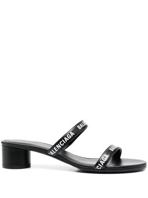 Balenciaga '45mm' logo-print double-strap sandals - Black