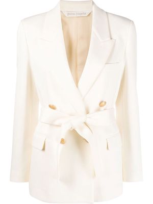 Palm Angels belted double-breasted blazer - White