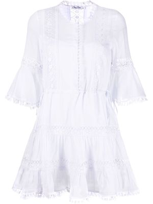 Charo Ruiz Ibiza lace-detail cotton shirtdress - White