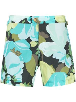 TOM FORD floral-print swim shorts - Blue