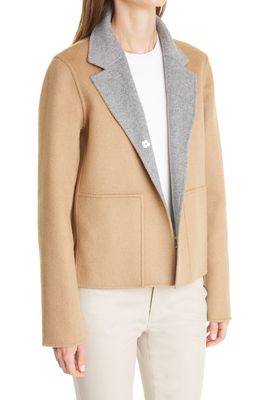 Lafayette 148 New York Andover Reversible Wool & Cashmere Jacket in Nickel Melange/Camel