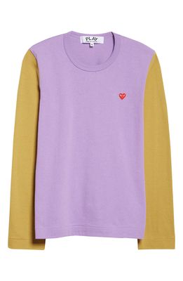 COMME DES GARCONS PLAY Women's Bi-Color Long Sleeve T-Shirt in Purple Olive