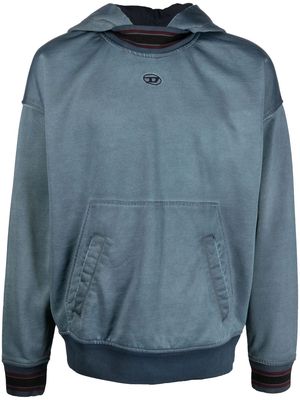 Diesel embroidered-logo cotton hoodie - Blue