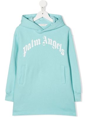 Palm Angels Kids logo-print hooded jumper dress - Blue