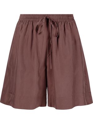 P.A.R.O.S.H. drawstring high-waist silk shorts - Brown
