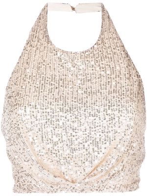 In The Mood For Love Peres sequin halterneck top - Gold