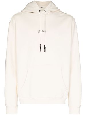 Tom Wood logo-print drawstring hoodie - White