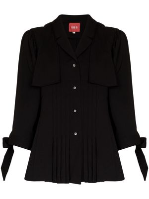 Yueqi Qi bow-detail pleated jacket - Black