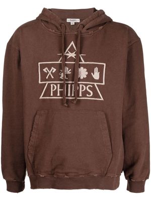 Phipps embroidered-logo drawstring hoodie - Brown