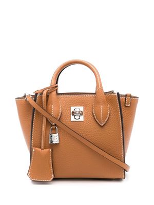 Ermanno Scervino twist-lock leather tote bag - Brown