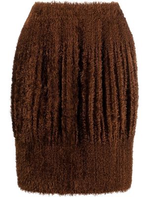Issey Miyake Pre-Owned 2000s brushed-effect pleated skirt - Brown